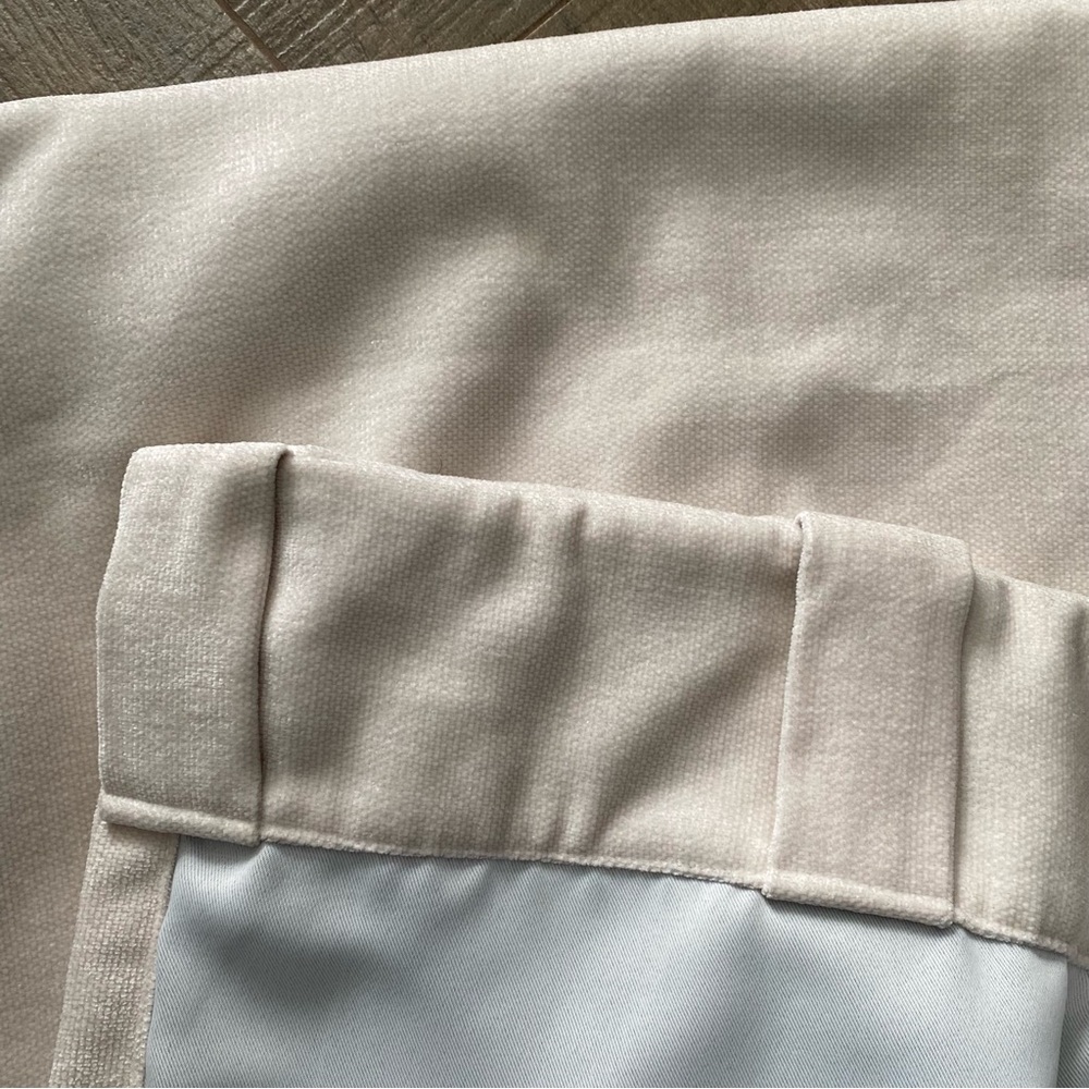 1 of 2 West Elm worn velvet blackout curtain panel ivory 108” long - Picture 3 of 4
